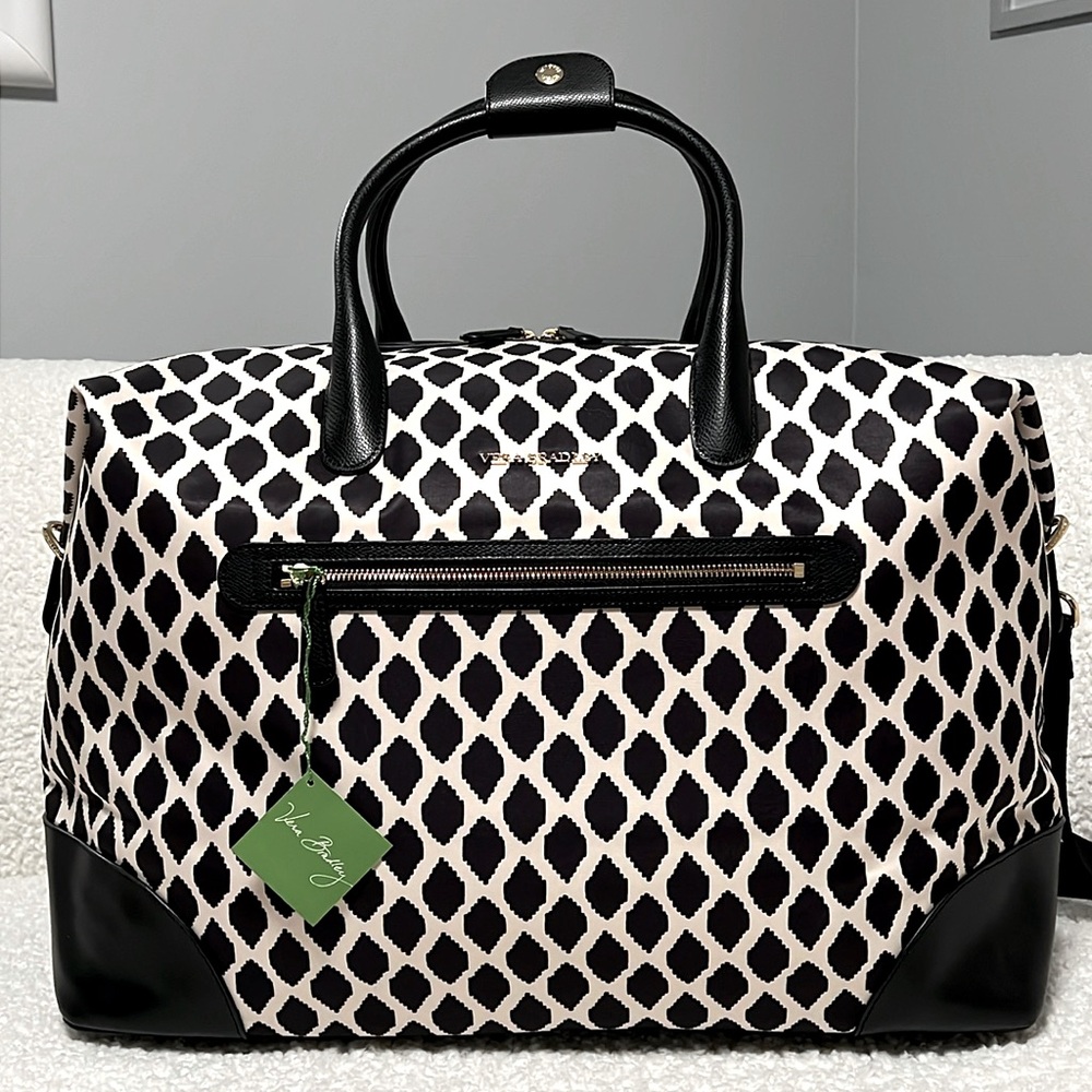 Vera Bradley Travel Duffel Ikat Spots with Genuine Leather Trim